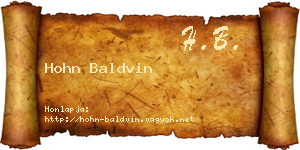 Hohn Baldvin névjegykártya